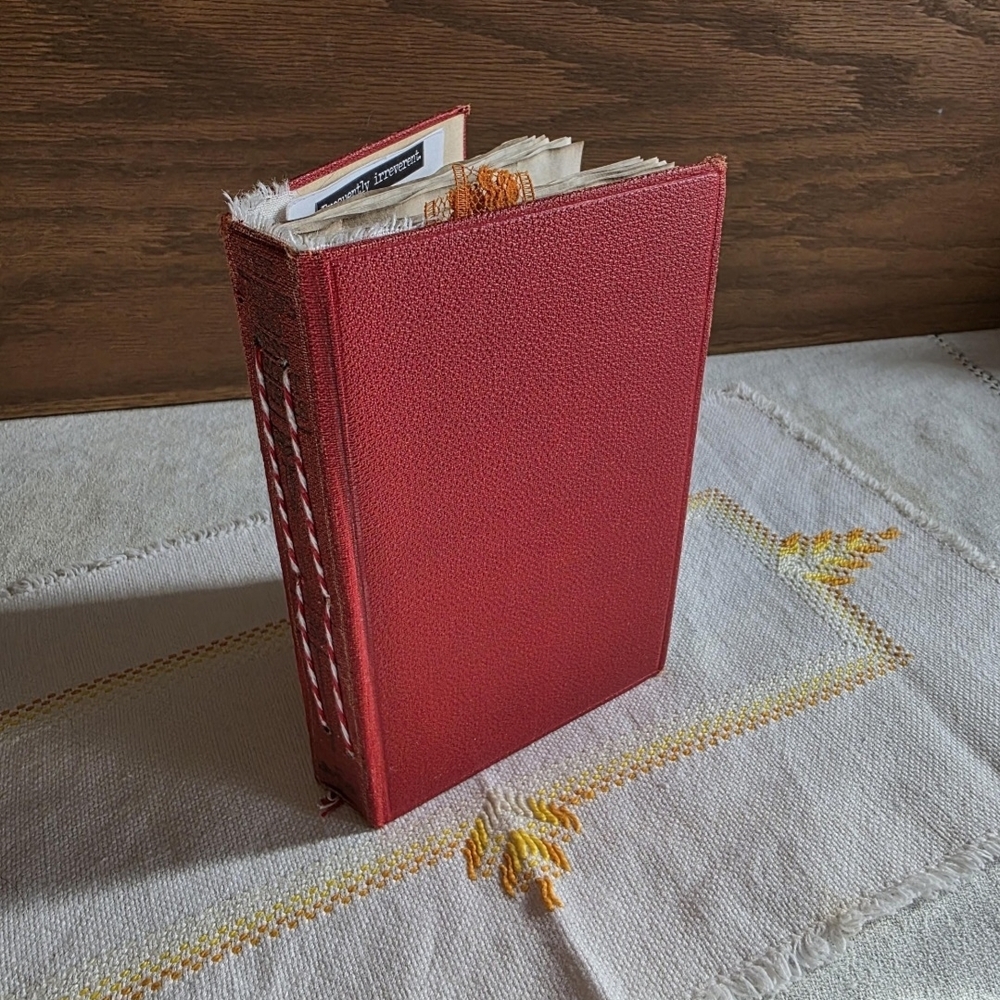 Handmade small red Junk Journal vintage inspired